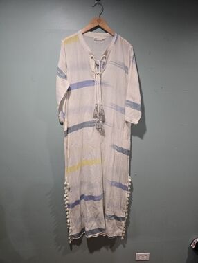 Roberta Roller Rabbit Saga Harbor Jadu Long Kurta Kaftan Cover-up Coastal XL